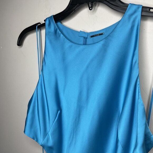 ALEXIS Lune Gown Womens Large L Blue Sleeveless Cutout A-Line Maxi Satin - Picture 5 of 14